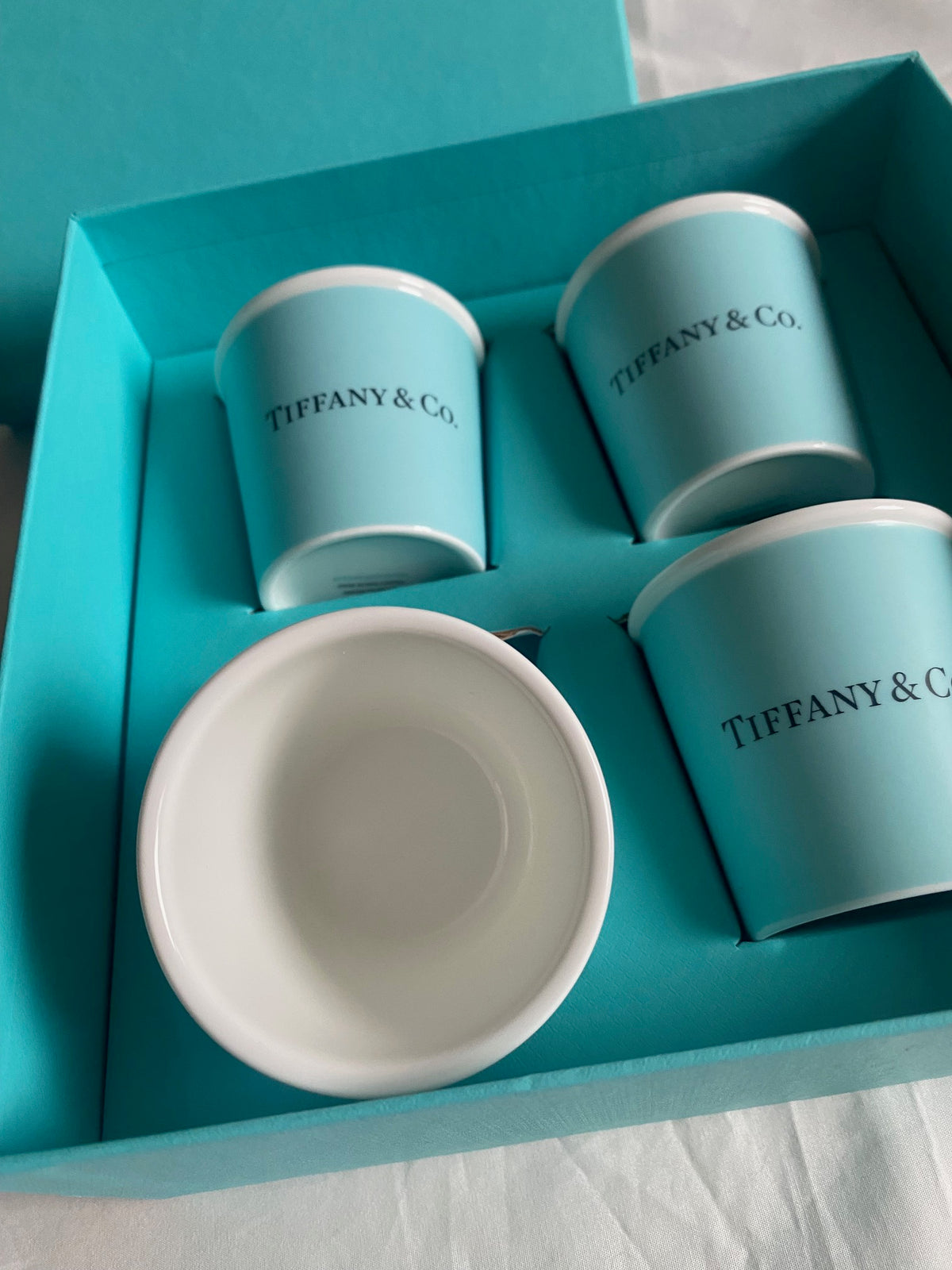 Tiffany & Co bone china ceramic espresso cup of 4 box set