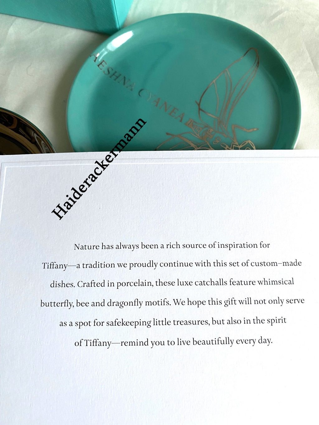 Tiffany & Co 2021 butterfly dragonfly bee motif porcelain trinket dish box set