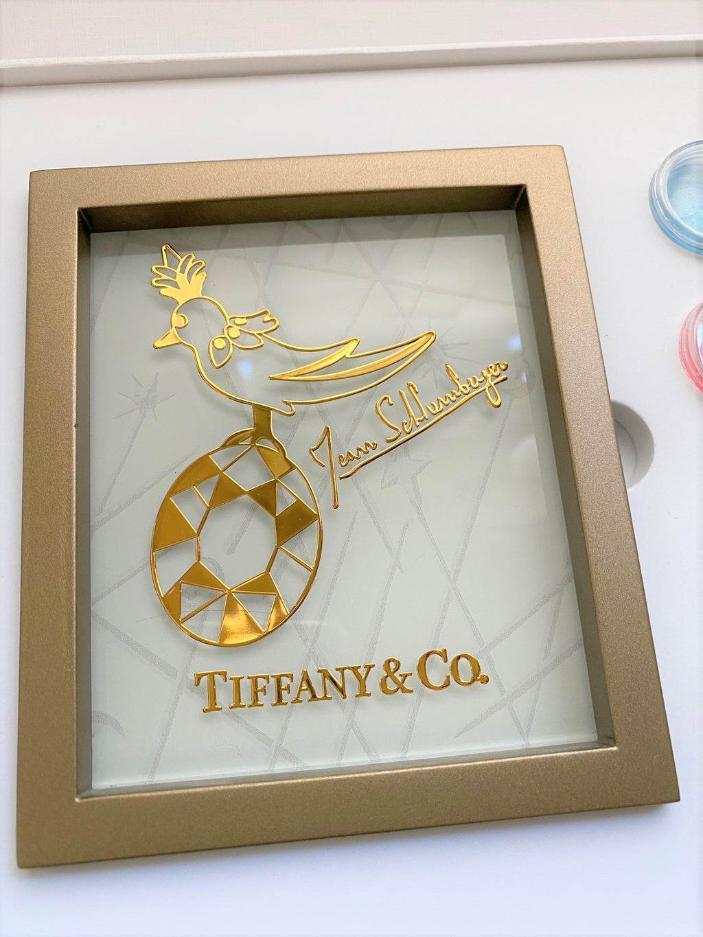 Tiffany & Co 2020 Jean Schlumberge bird on a rock stained glass painting