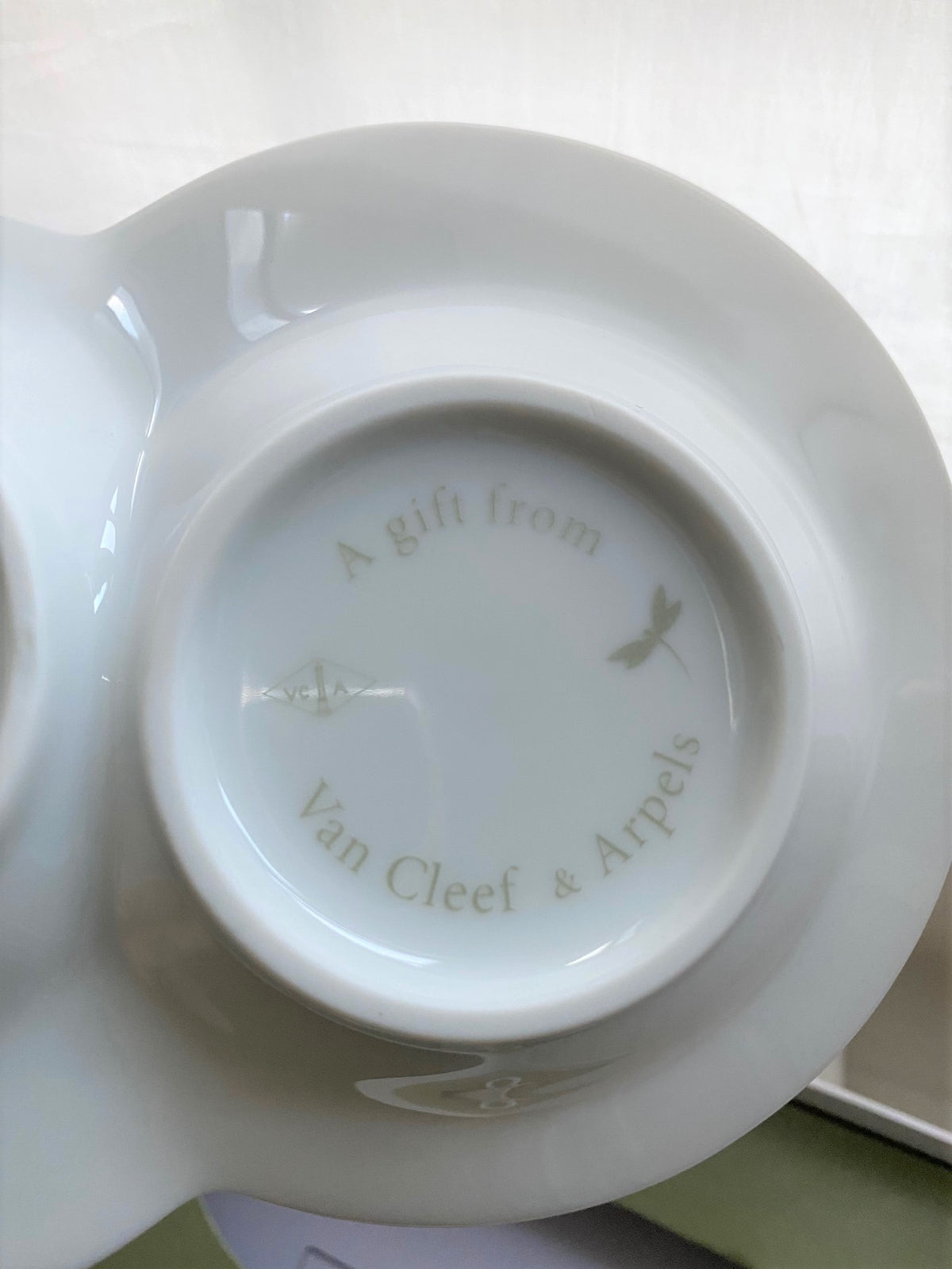 Van Cleef & Arpels vintage dragonfly motif porcelain cups & plate box set