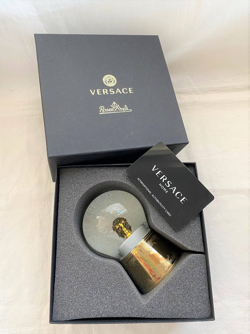 Versace 2020 Christmas gold medusa glass snow globe