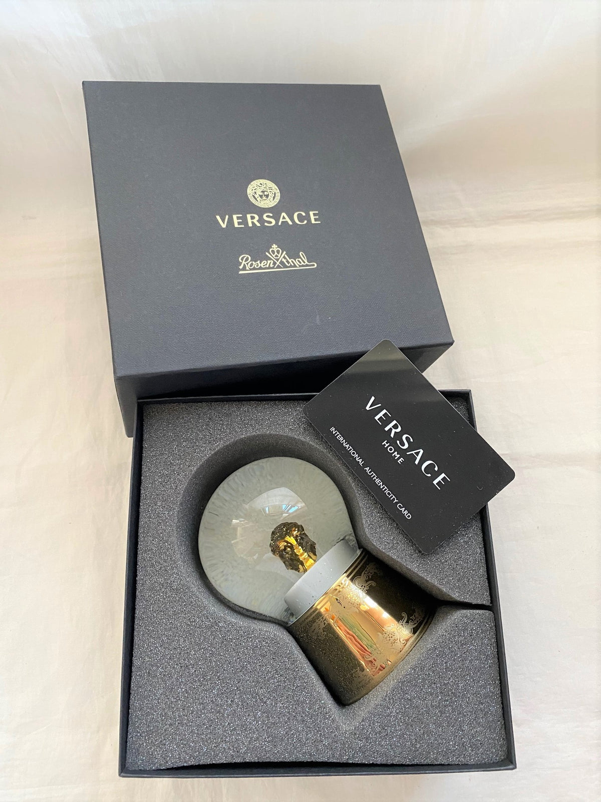 Versace 2020 Christmas gold medusa glass snow globe