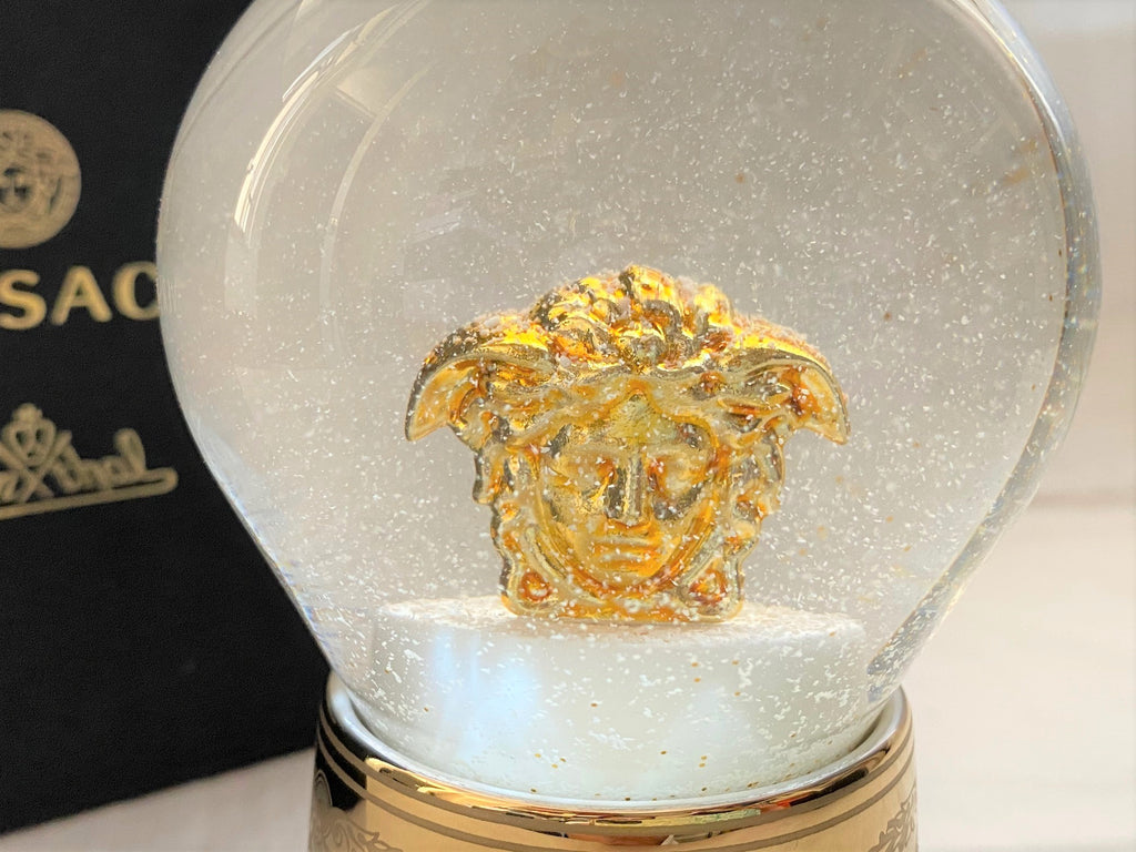Versace 2020 Christmas gold medusa glass snow globe