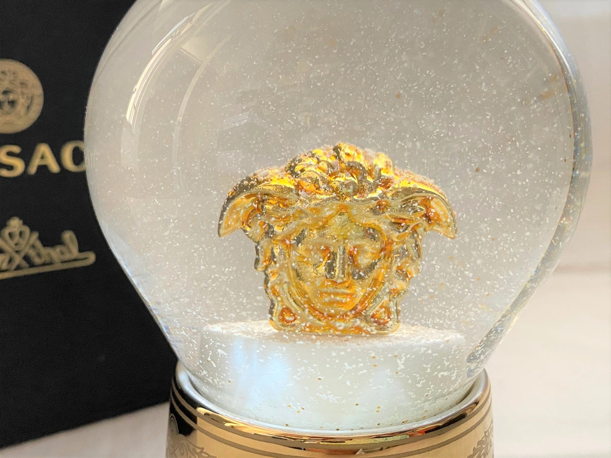 Versace 2020 Christmas gold medusa glass snow globe