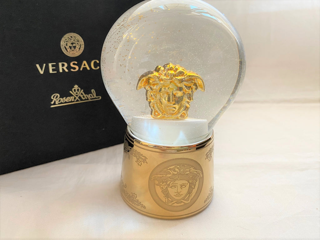 Versace 2020 Christmas gold medusa glass snow globe