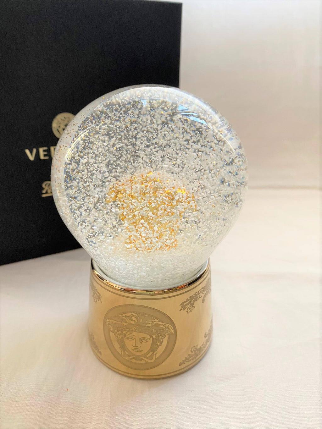 Versace 2020 Christmas gold medusa glass snow globe