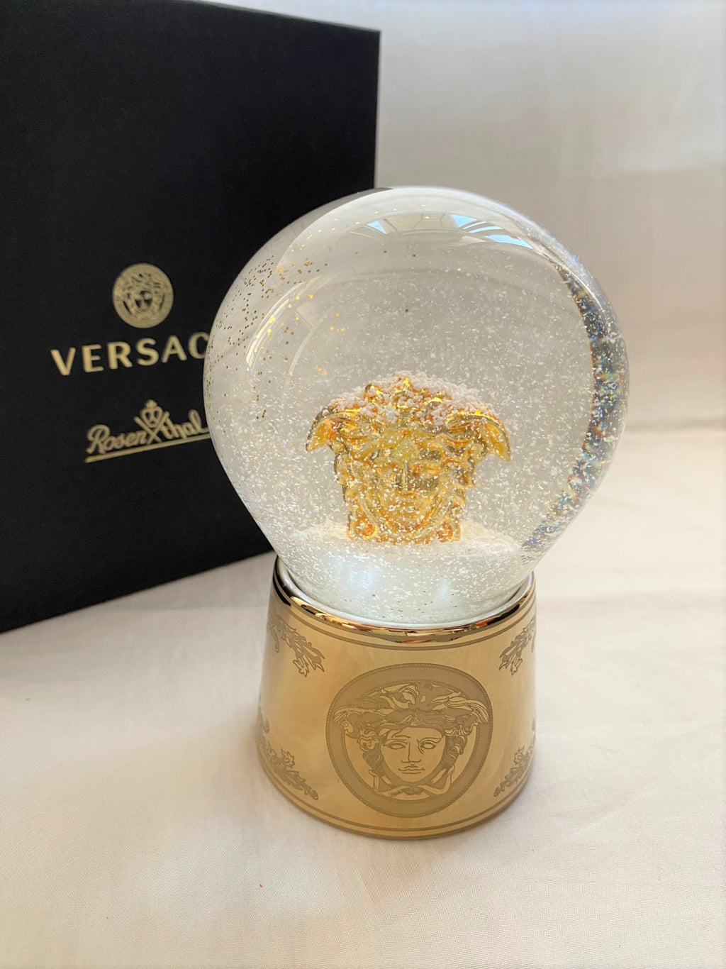 Versace 2020 Christmas gold medusa glass snow globe