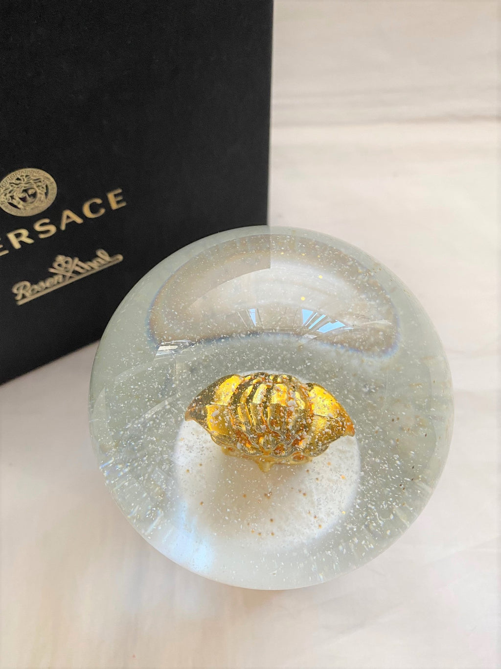 Versace 2020 Christmas gold medusa glass snow globe