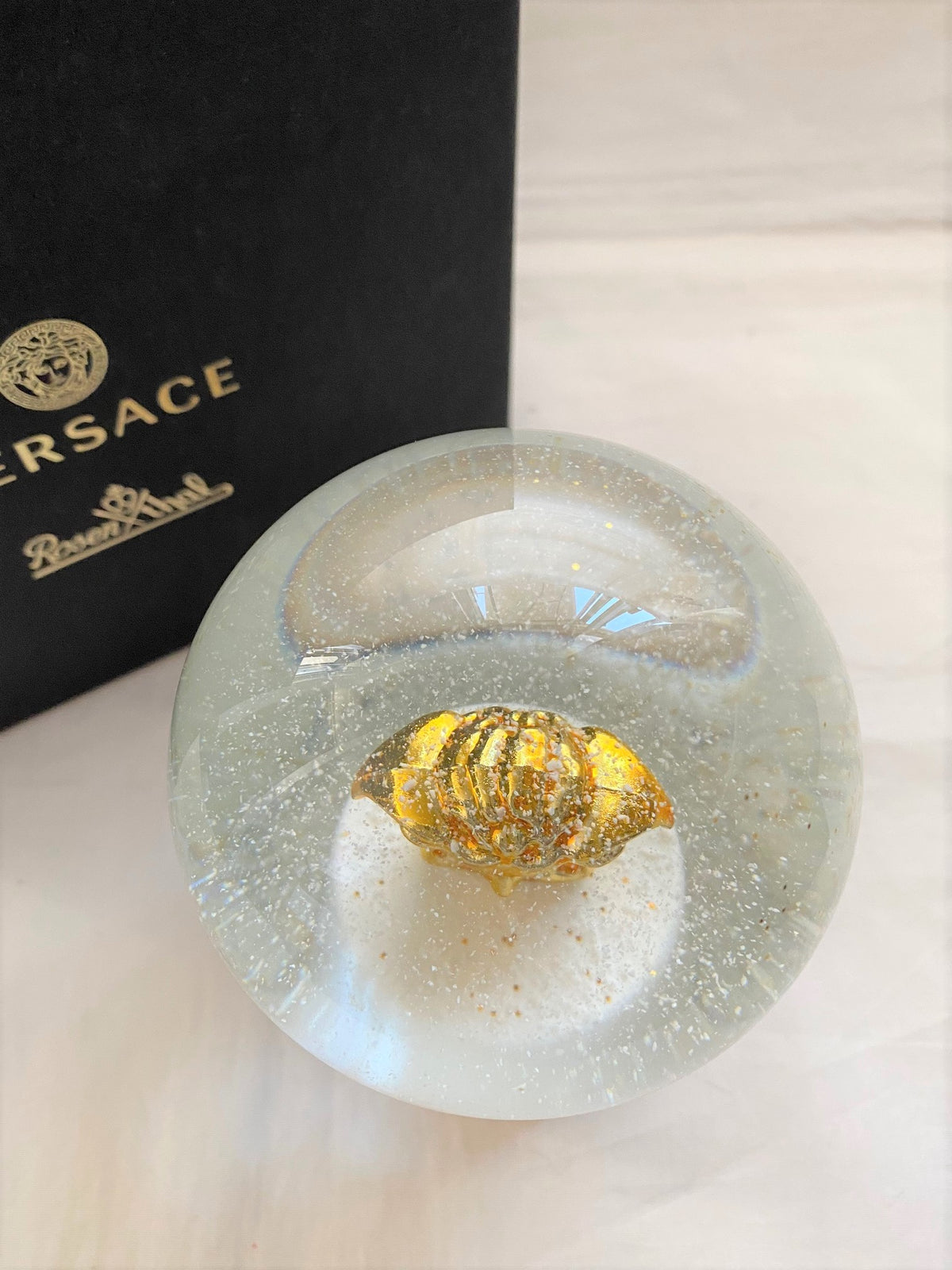 Versace 2020 Christmas gold medusa glass snow globe