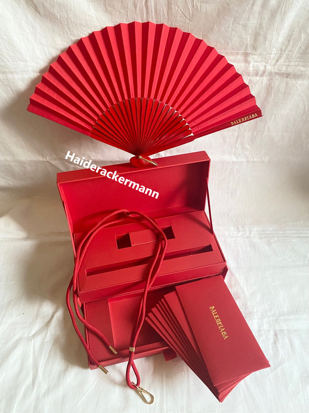 Balenciaga 2024 Chinese New Year red packet & folding fan box set