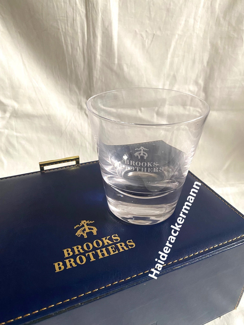 Brooks Brothers whisky wine glass & ice cube box set