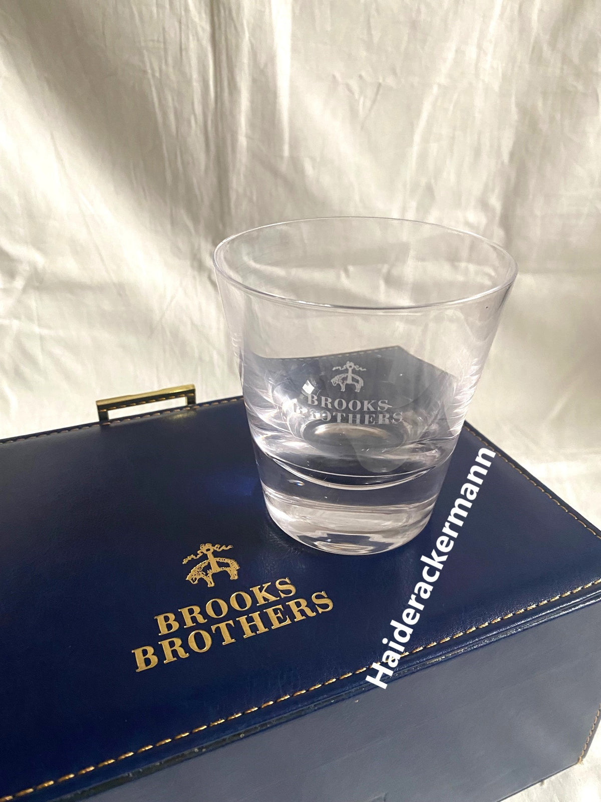 Brooks Brothers whisky wine glass & ice cube box set