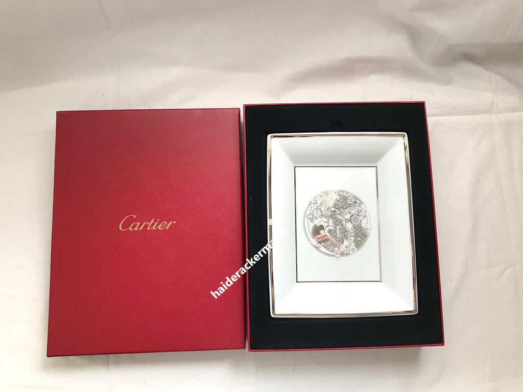 Cartier watch movement motif porcelain limoges trinket tray