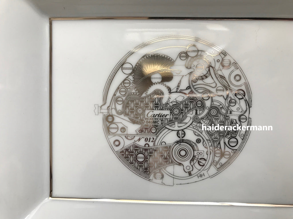 Cartier watch movement motif porcelain limoges trinket tray