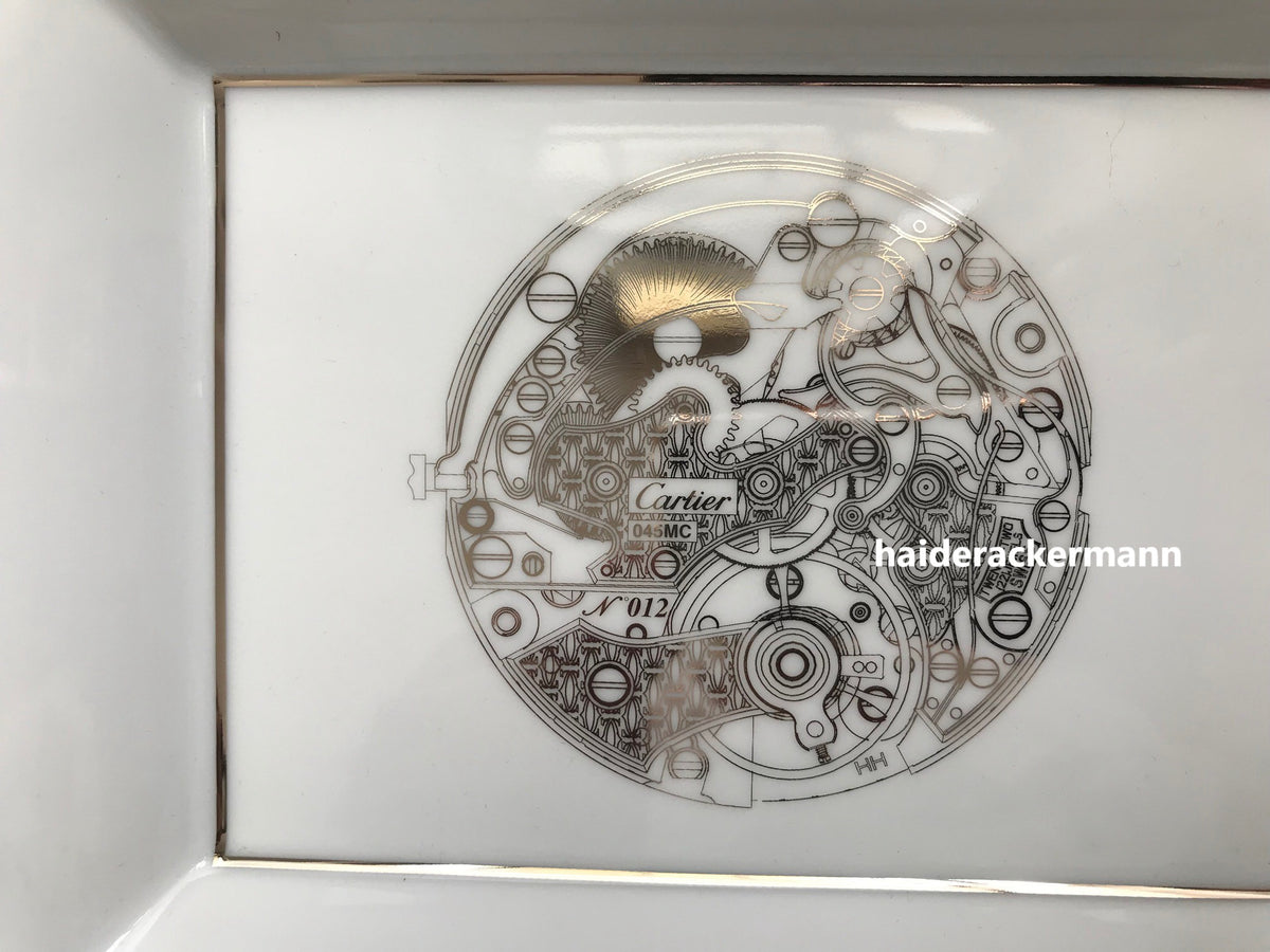 Cartier watch movement motif porcelain limoges trinket tray