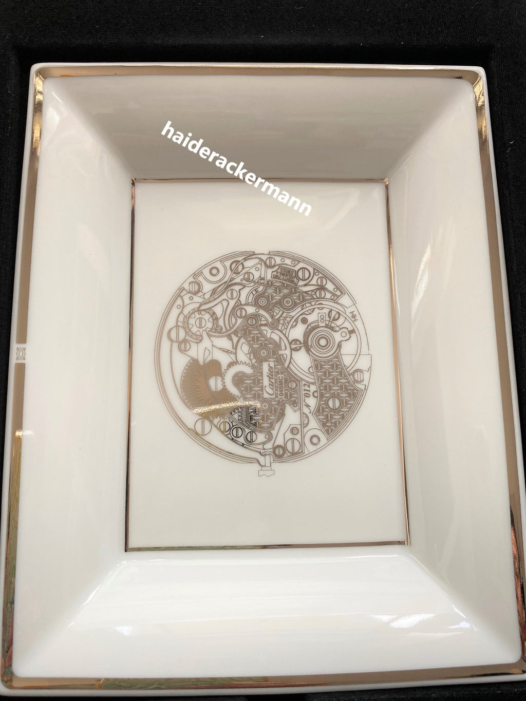 Cartier watch movement motif porcelain limoges trinket tray