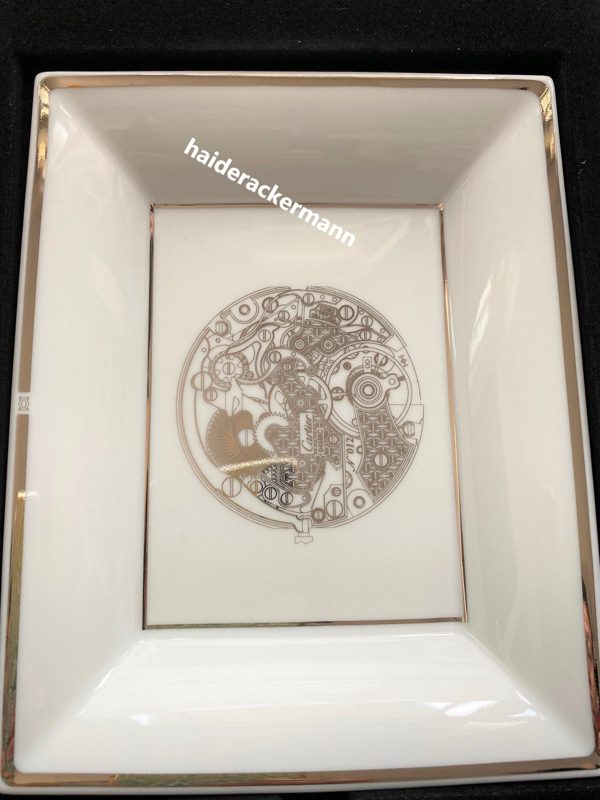 Cartier watch movement motif porcelain limoges trinket tray