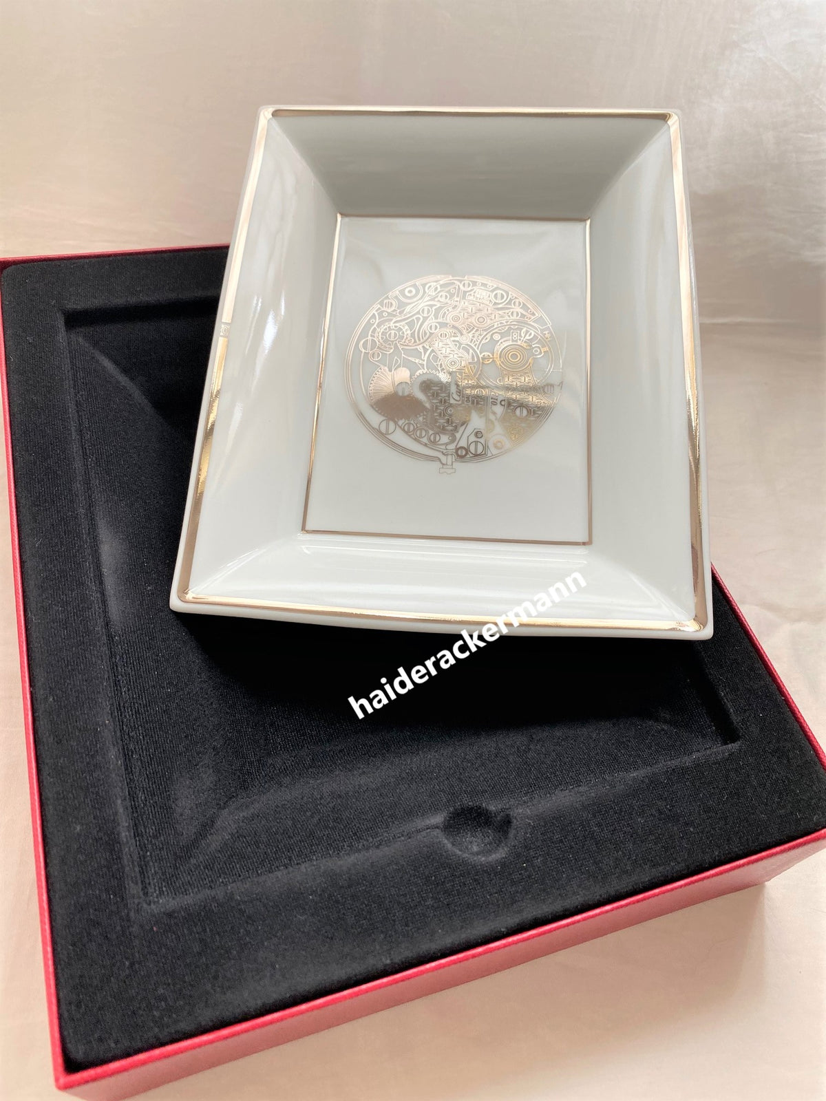 Cartier watch movement motif porcelain limoges trinket tray