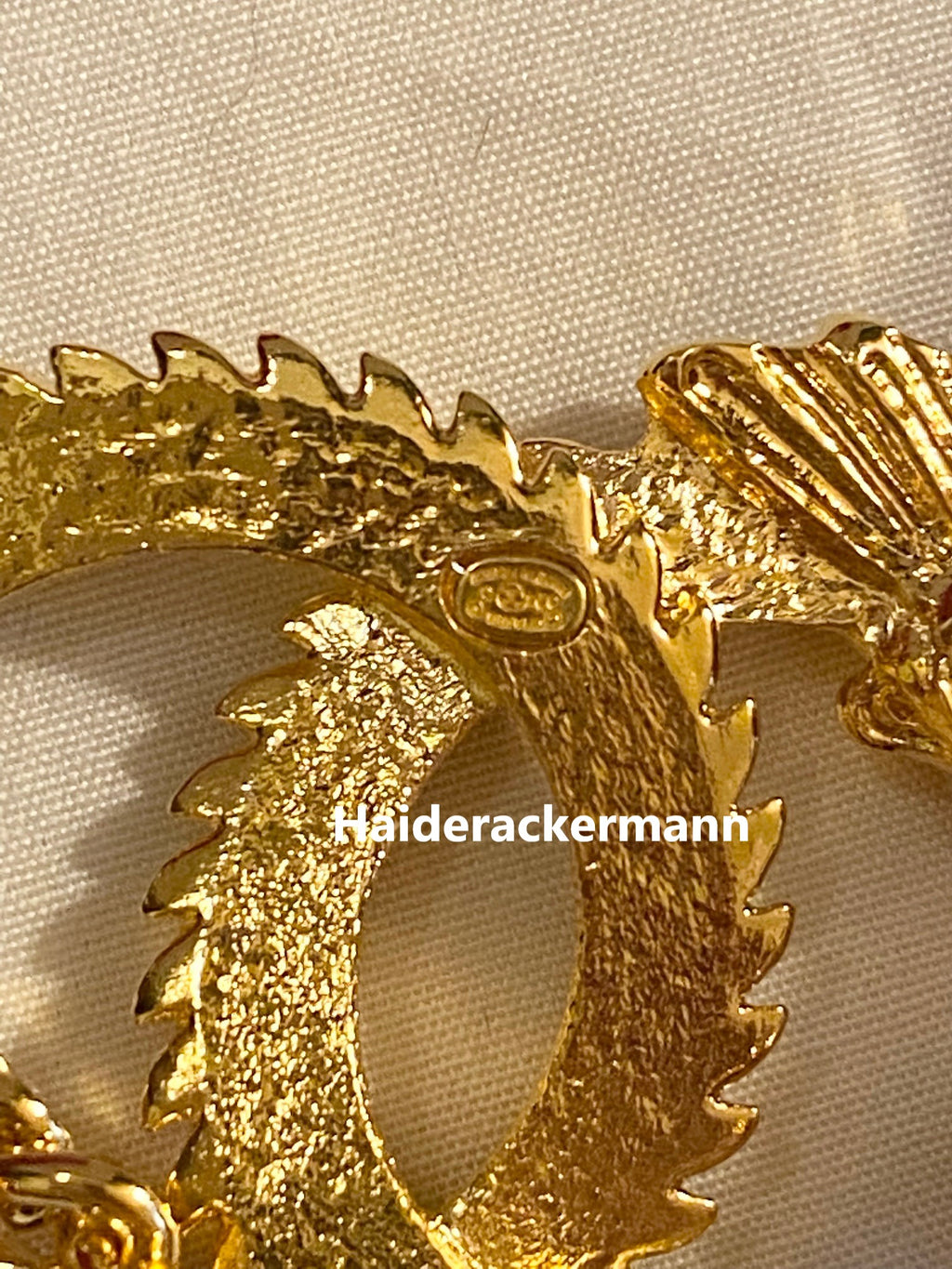Chanel 2024 Chinese New Year gold dragon cc logo with pearl & chain brooch