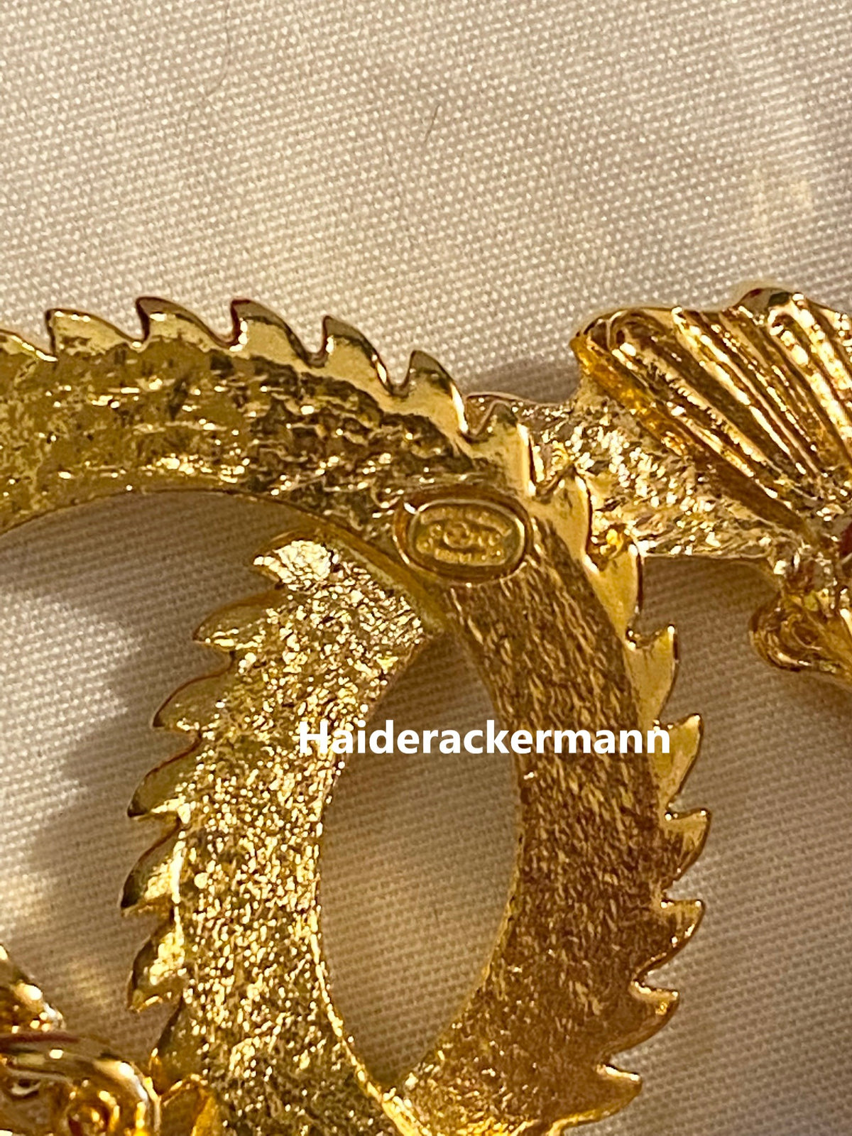 Chanel 2024 Chinese New Year gold dragon cc logo with pearl & chain brooch