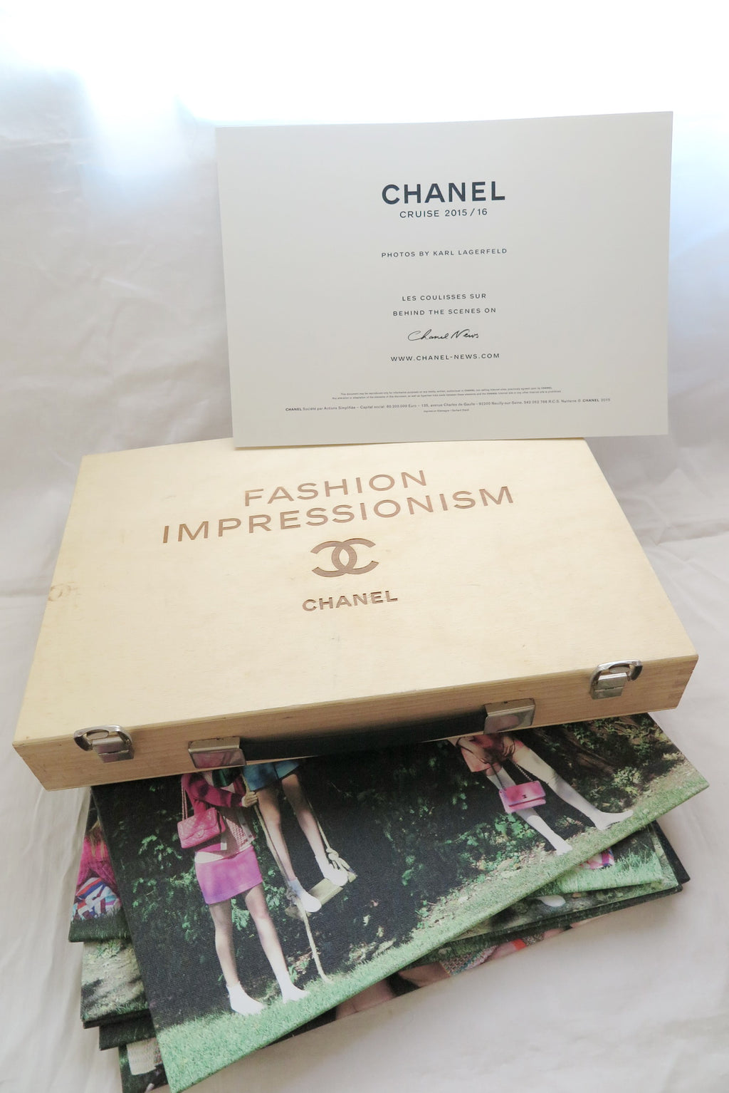Chanel 2016 cruise Fashion Impressionism campaign photographs cardboard in wooden box