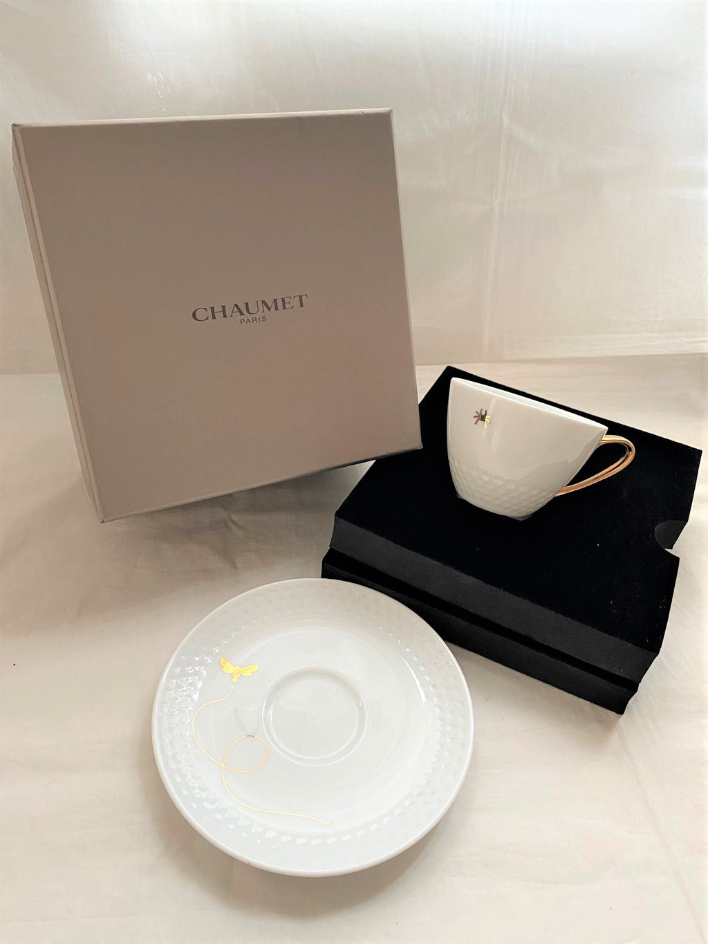 Chaumet x Noritake gold dragonfly motif tea cup box set