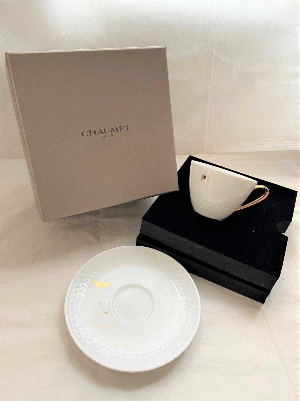 Chaumet x Noritake gold dragonfly motif tea cup box set