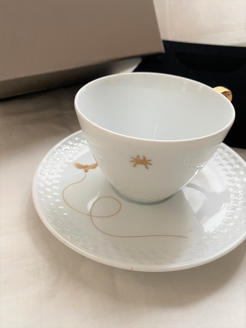 Chaumet x Noritake gold dragonfly motif tea cup box set