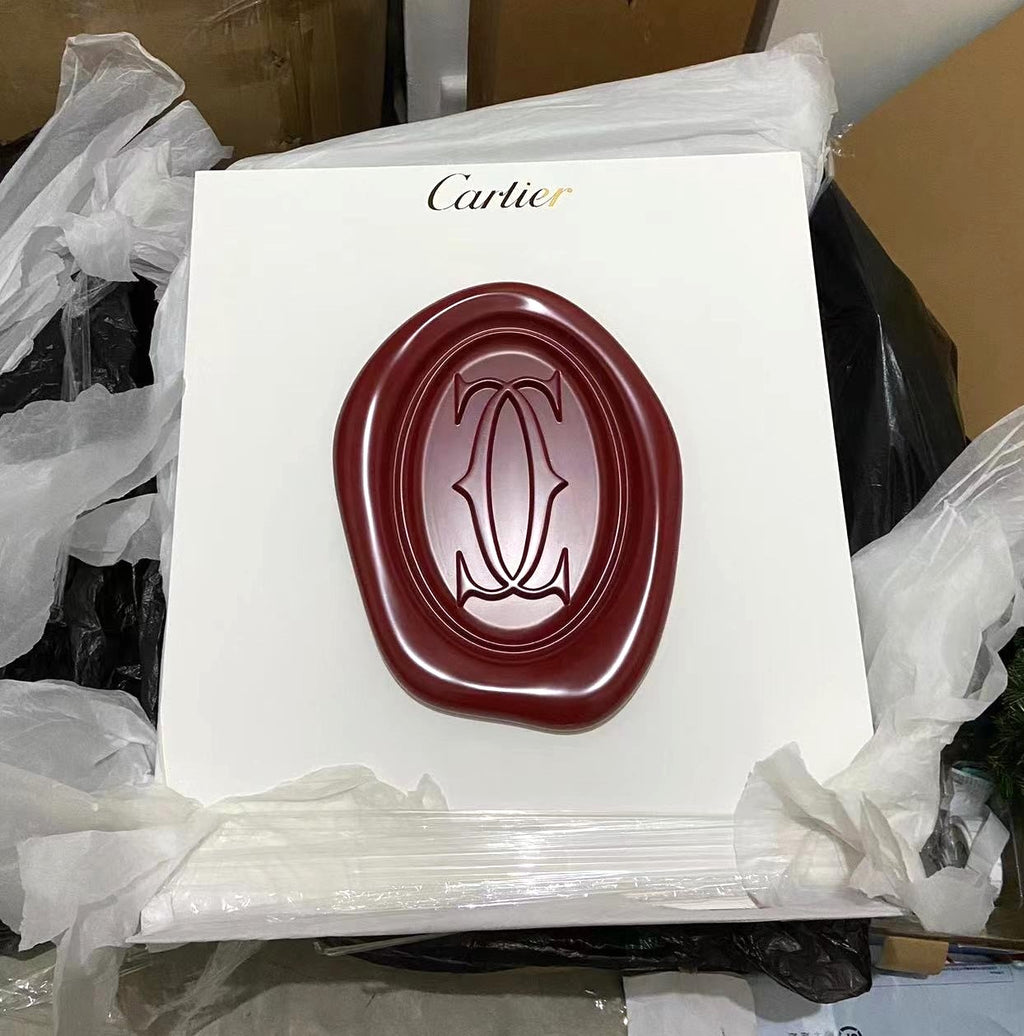 Cartier 2021 large backdrop with logo stamp for window display