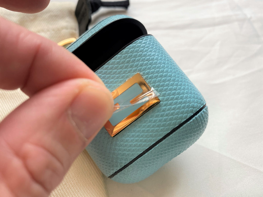 Fendi blue snakeskin AirPods case