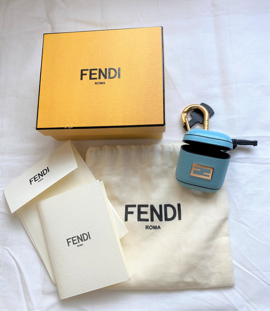 Fendi blue snakeskin AirPods case