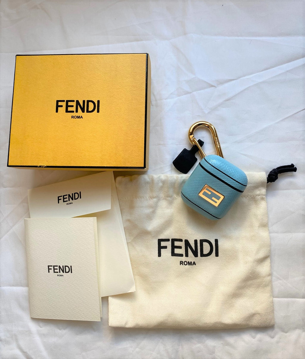 Fendi blue snakeskin AirPods case