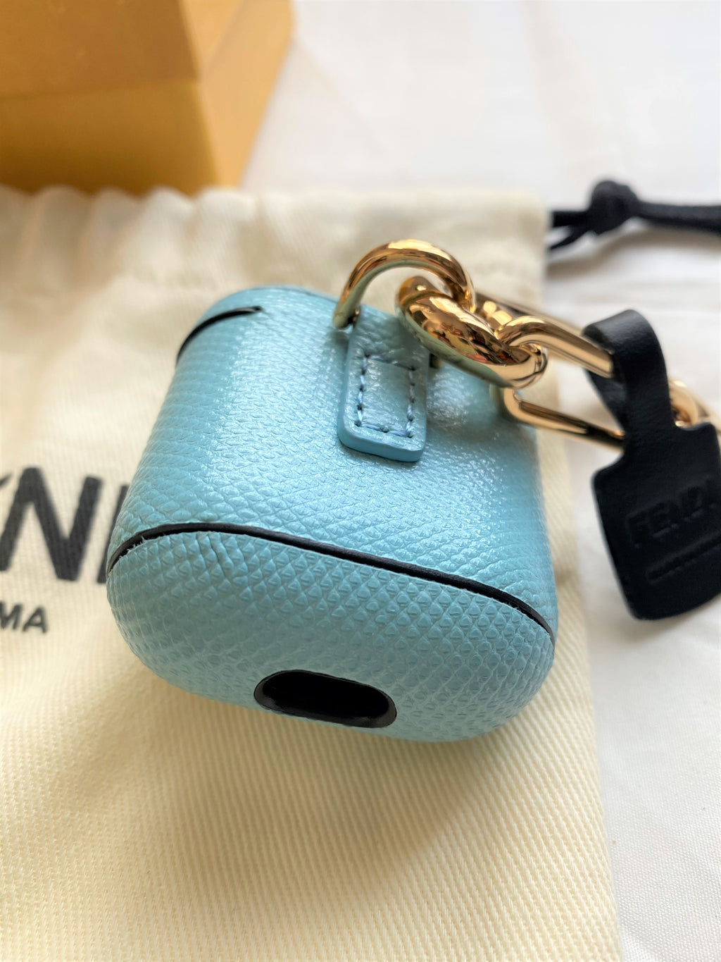 Fendi blue snakeskin AirPods case