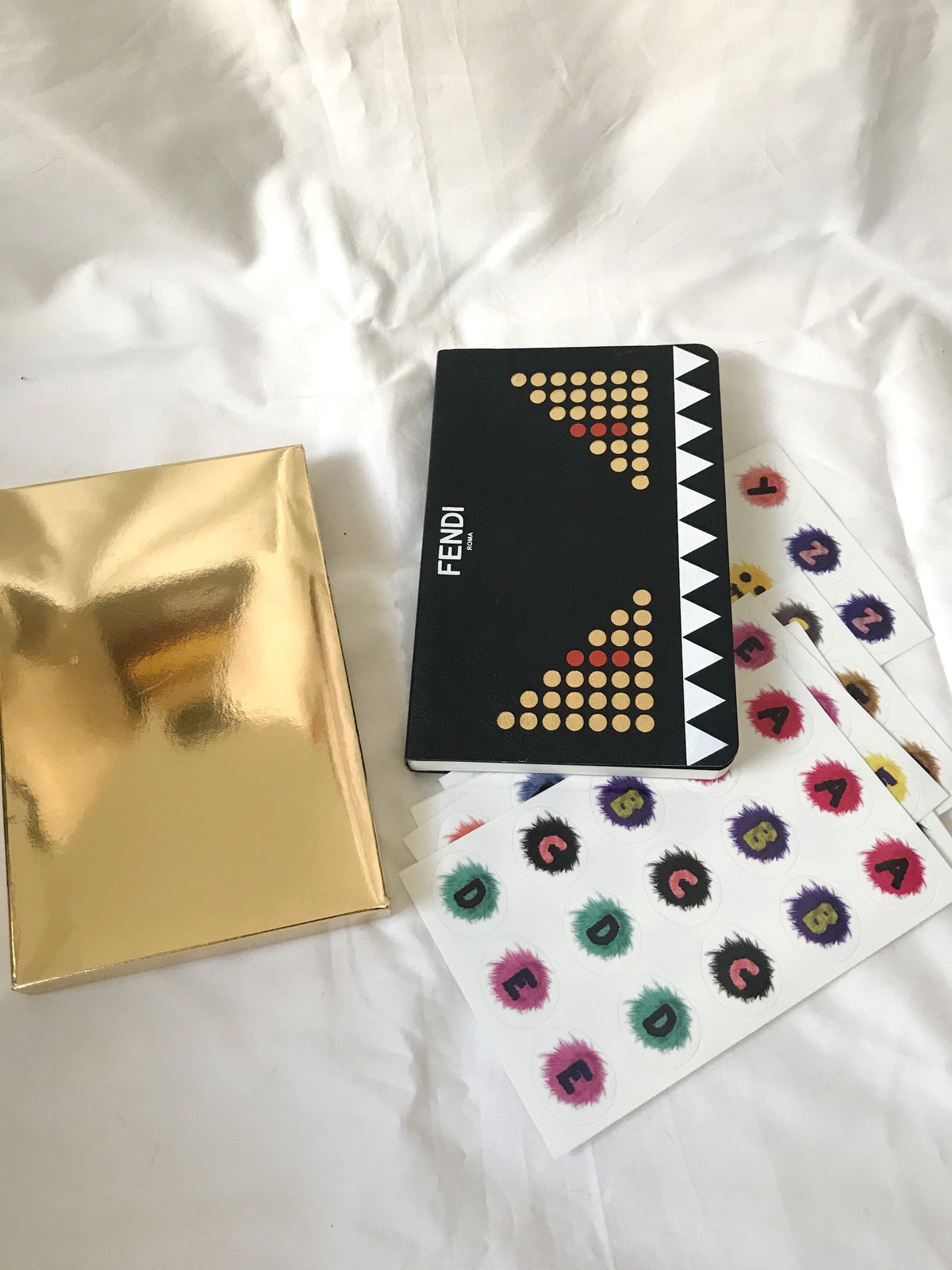 Fendi monster leather notebook & stickers