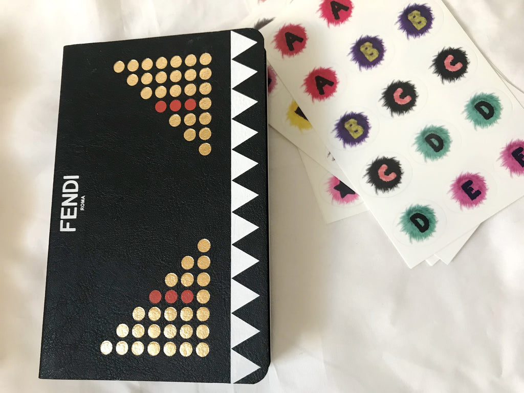 Fendi monster leather notebook & stickers