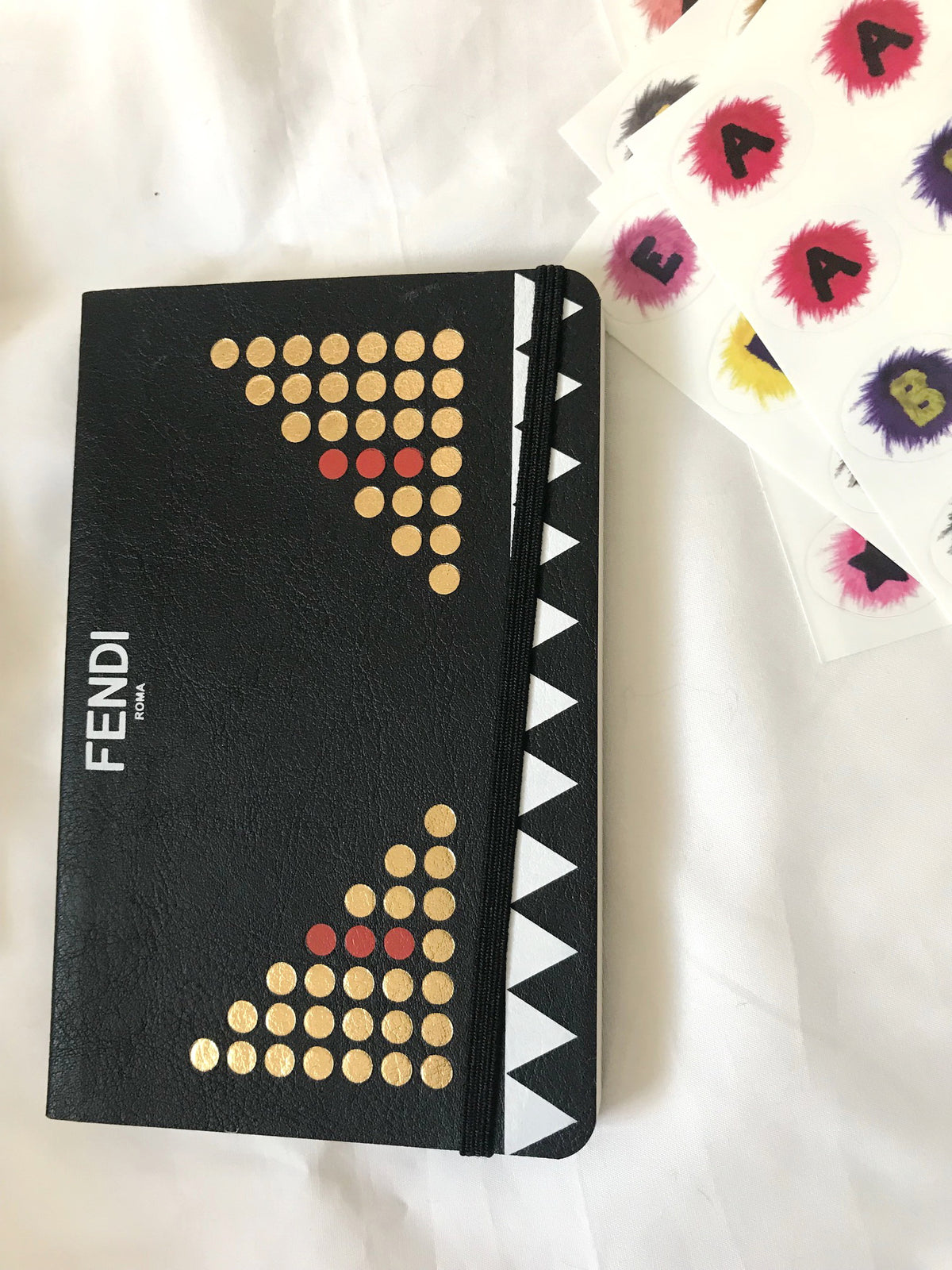 Fendi monster leather notebook & stickers