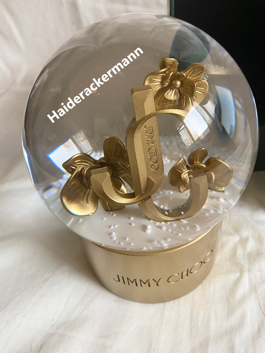 Jimmy Choo 2024 Christmas floral & JC logo snow globe