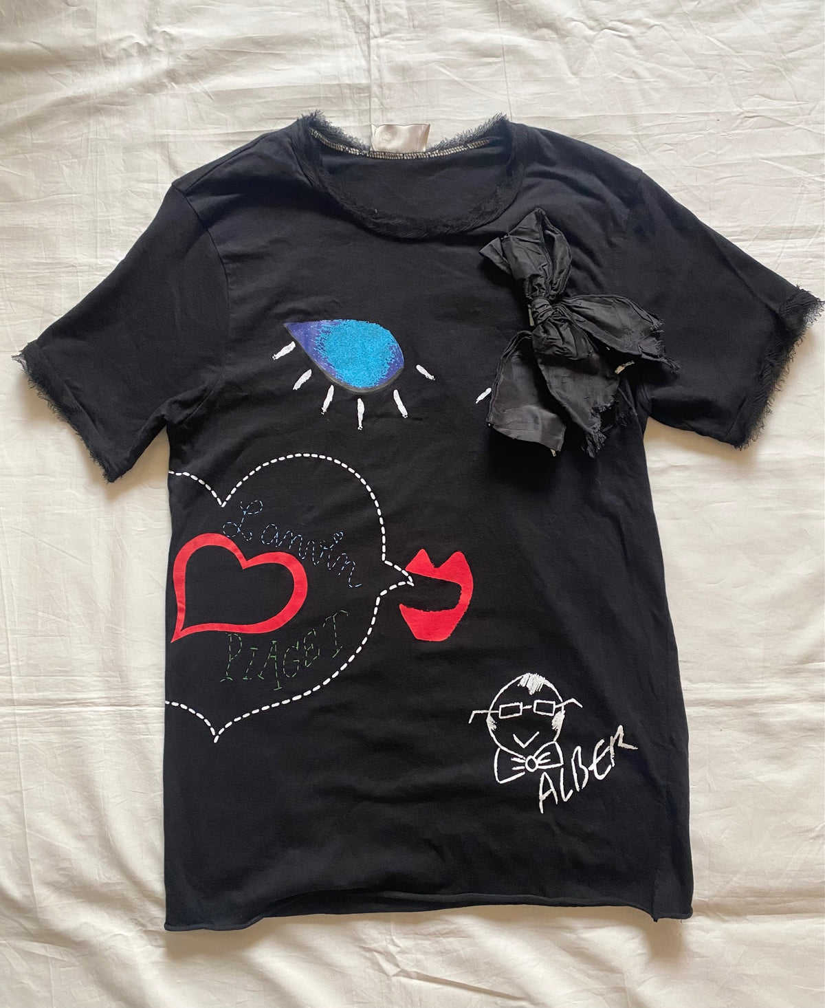 Piaget X Lanvin by Alber Elbaz 2008 vintage charity cartoon tee with bow