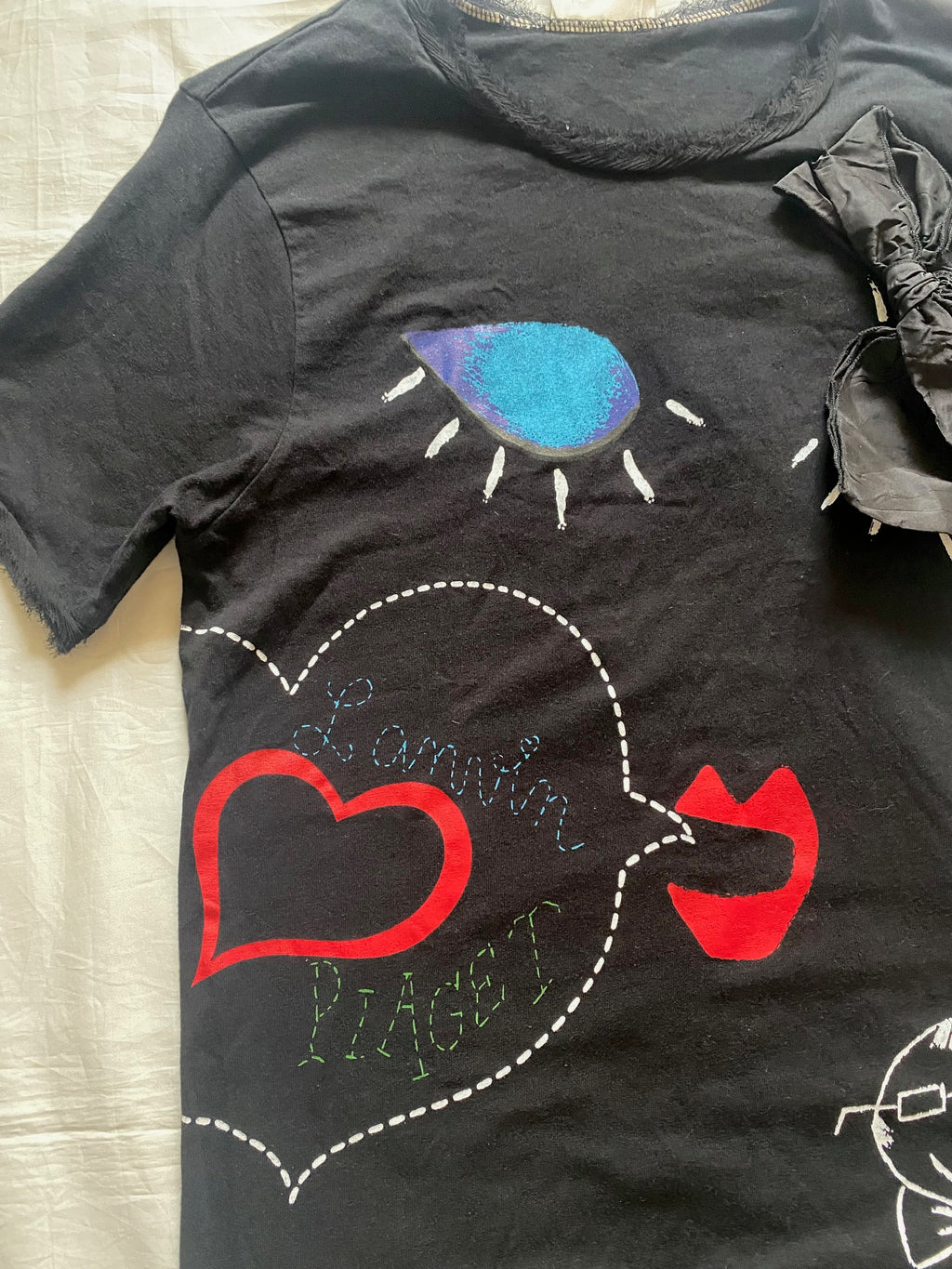 Piaget X Lanvin by Alber Elbaz 2008 vintage charity cartoon tee with bow