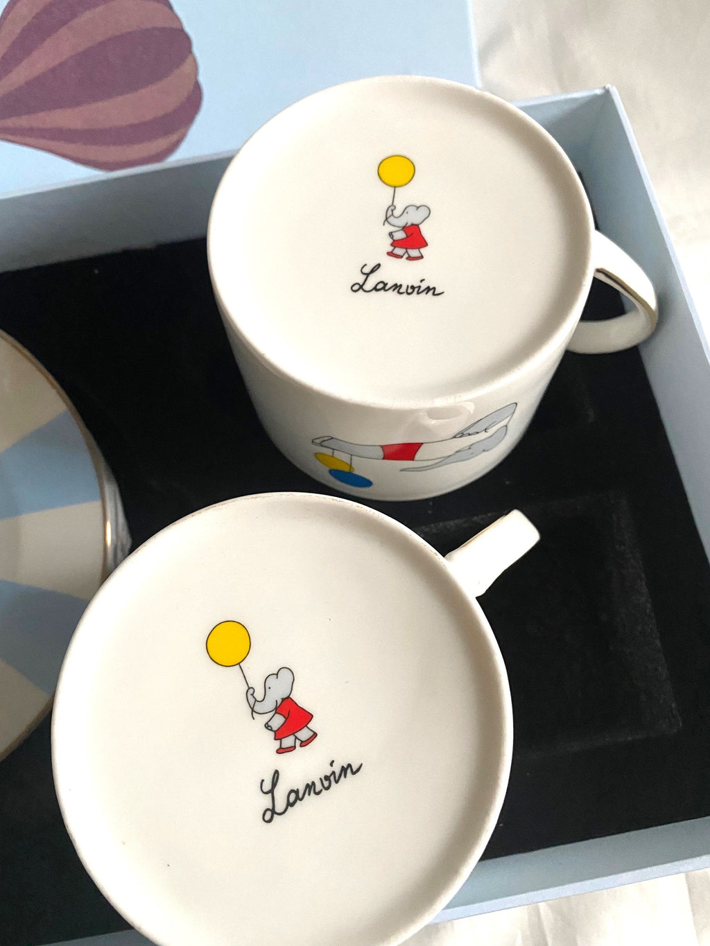 Lanvin 2022 balloon elephant motifs ceramic tea cups plates box set