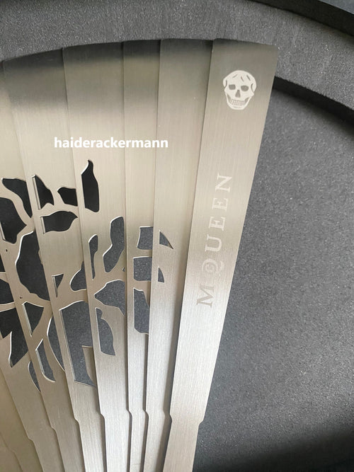 Alexander McQueen 2025 floral laser cut metal fan