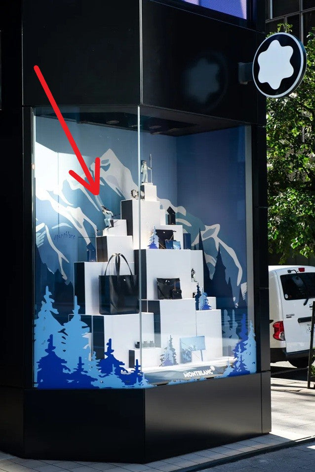 Montblanc 2022 Happy Holidays window display props - ski figurine