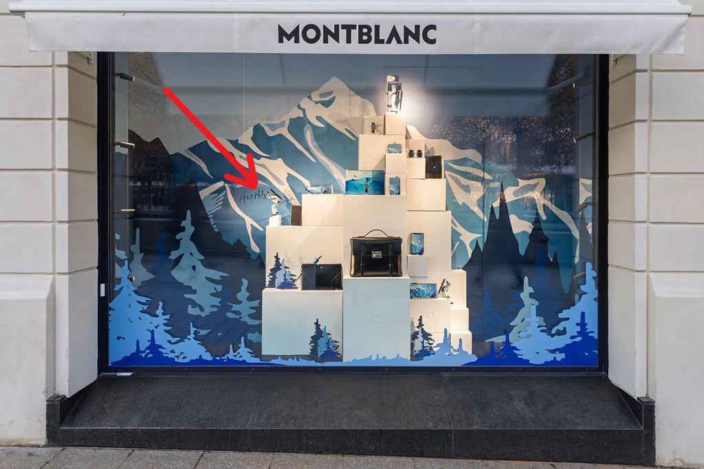 Montblanc 2022 Happy Holidays window display props - ski figurine