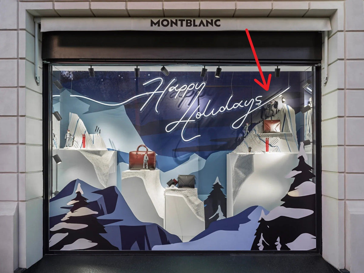 Montblanc 2023 Happy Holidays window display props - ski figurine