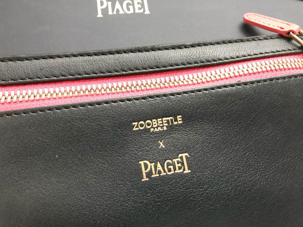 Piaget X Zoobeetle multi-color leather zip pouch