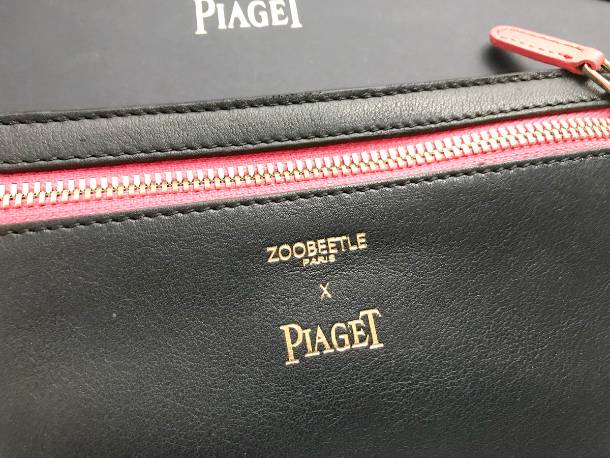 Piaget X Zoobeetle multi-color leather zip pouch