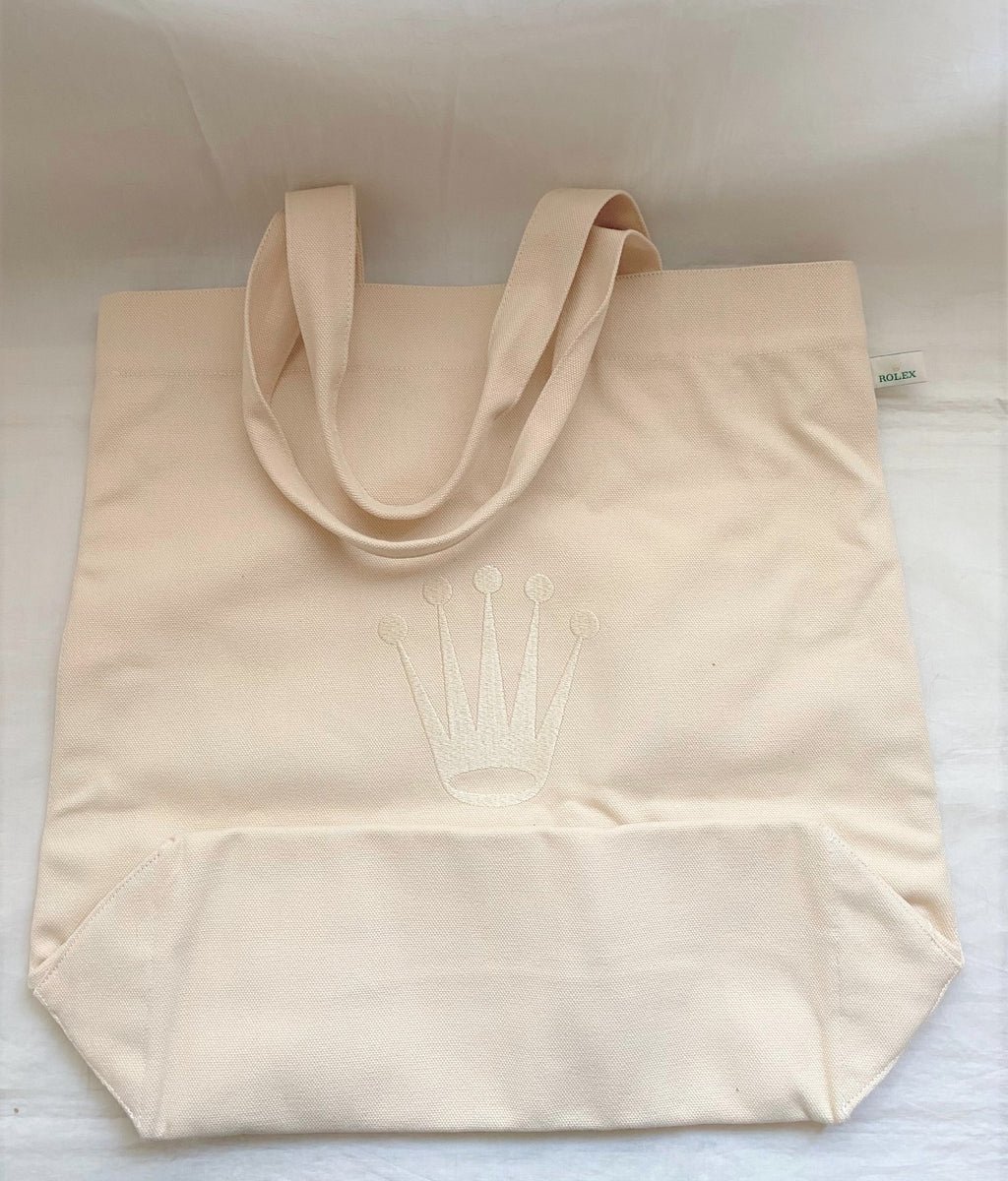 Rolex beige canvas tote bag with big logo