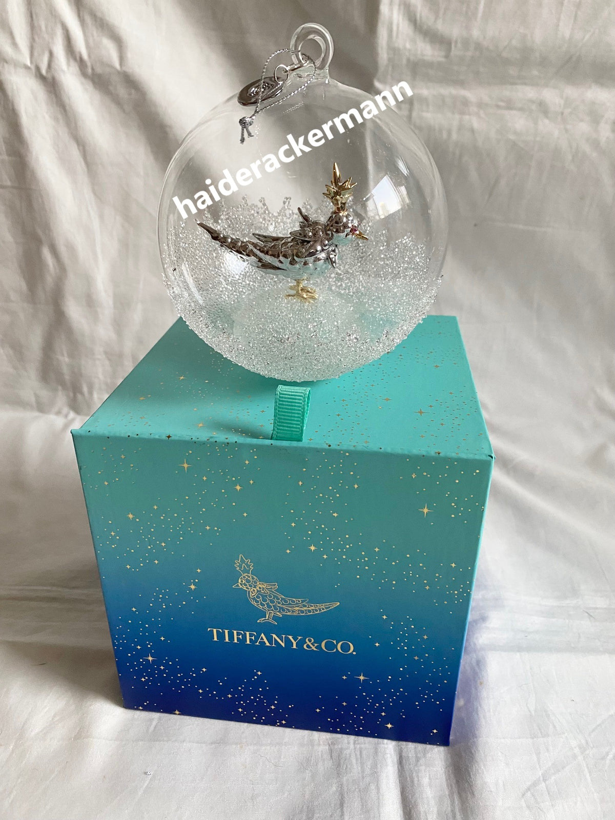 Tiffany & Co 2024 Christmas bird on a rock crystal glass ornament