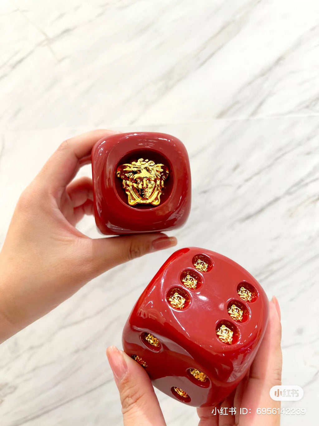 Versace 2023 Chinese New Year gold & red medusa large dice & envelope box set