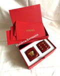 Versace 2023 Chinese New Year gold & red medusa large dice & envelope box set